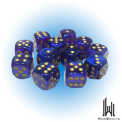 Borealis - 16mm d6 Dice Block - Royal Purple / Gold Luminary